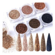6st nagelglitter glitter, Nageldekorationer flerfärgade
