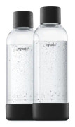 MY SODA 2PB10F-B - Förpackning med 2 svart PET och Biocomposite 1L flaskor