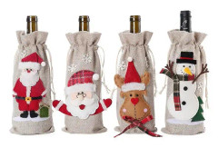 Christmas Wine Bottle Cap Presentpåse Tomtehatt Bröllopsdag Holiday Party Christmas Wine Bottle Bag