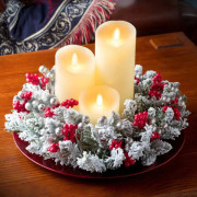 Julsimulering flockande ljusstake, krans, pastoral stil, hemskrivbord, minidekorationer #4