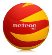 meteor NEX volleybollboll - Storlek 5 - officiell storlek - Inomhusspel - Röd Gul - 12 mjuka paneler