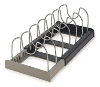 7 Delare Rostfritt Stål Köksgryta Lockhållare Expanderbar Pan Organizer Rack Låda Typ Justerbar-haoyi(Grå svart)