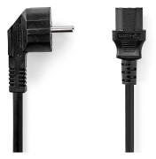 Nedis Strömkabel | Strömkontakt Hane | IEC-320-C13 | Vinklat | Rak | Nickelplaterad | 2.00 m | Rund | PVC | Svart | Label