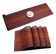 Pwer Placemats med bordslöpare set värmebeständiga tvättbara vävda vinyl placemats set om 6 och löpare för matbord torka av