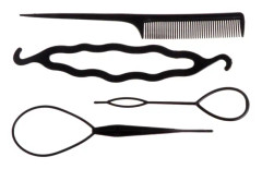 4-pack Svart Plast DIY Styling Verktyg Hårclips för Kvinnor Hårstift Kam Håruppsättningar Donut Twist Hårstilverktyg