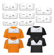 8 olika T-shirts DIY Vinyl tryckt linjal mätdesign Rund hals Vuxna tonåringar Barn