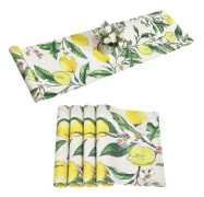 Citronfjäderduk, sommargul och grön citronträdduk (180x30 cm)