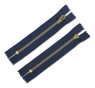 2st Guld Mässingslegering Denim Dragkedja, 4 tums Syväska Stängd Ände Dragkedja (Mörkblå)