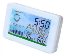 Vega LCD väderstation digital väckarklocka med temperatur och luftfuktighet - Vit