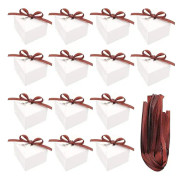 50 st presentförpackning, fyrkantig kraftpapperslåda, vit kraftpapperslåda med band