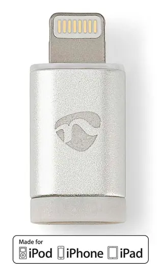 Lightning Adapter | Apple Lightning, 8-stifts | USB Micro-B Hona | Guldplaterad | Rund | Aluminium