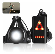 Löpljus, Vattentät Utomhus Sport USB Laddning Jogging Bröstlampa 3 Ljuslägen med Avtagbar Fästrem
