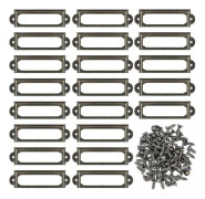 50 st metall etiketthållare för möbler lådor skåp kort namnskyltar ramar med skruvar för skrivbord bokhylla bokhylla hyllor brons (s 59 X 17mm)