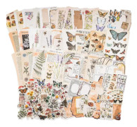 Vintage Scrapbooking Tillbehör Pack (200 stycken) för papperskorgen Journaling Bullet Journaling Planner Botaniska papper Sticker Craft Kit Estetisk