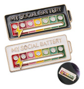 Social Battery Pin Min Social Battery Badge Kreativt Slipstift Roligt Emalj Känslomässig Pin Social Humör Brosch Pin för Kvinnor Tonåringar Barn