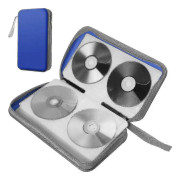 80-tabletts CD/DVD-fodral plånbokshållare film CD-förvaringsorganisatör för hem, bil, rese-skivpaket (blå)