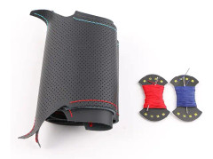 (Röd-blå tråd) Konstläder bilratt fläta för Mitsubishi Outlander 2013 2014 Mirage 2014 ASX L200 /Skräddarsytt rattskydd Red-blue thread