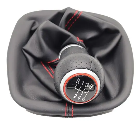 5 / 6 Växlad Bil Växelspaksknopp Med A3-knopp 12mm För VW Passat B5 B5.5 1998-2004 B5 FL (00-05) 3B B5 3B2 3B5 1996-2000-6 HS-020 röd linje 6 HS-020 red line