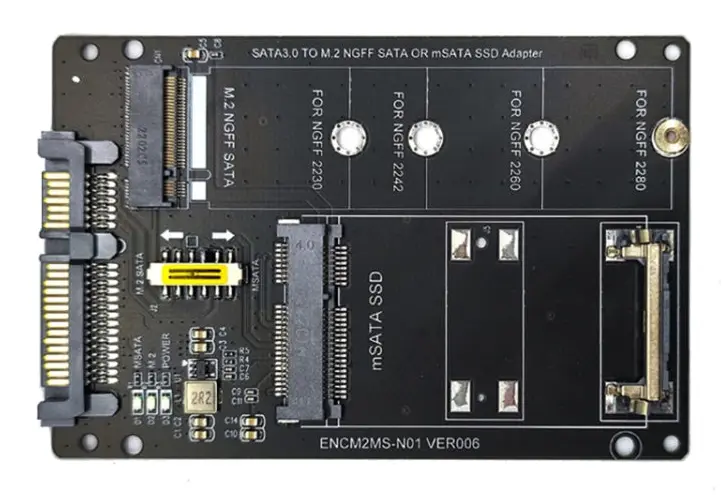 SATA 22PIN To MSATA Or M.2 NGFF SATA Card 2 In 1 SSD Converter Card Only Card