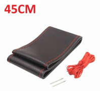 (SVART 45CM) Äkta Läder 42/45/47/50 CM Buss Lastbil Bil Ratt Skydd För VOLVO FH FM BENZ IVECO FIAT SCANIA DAF MAN DEUTZ RENAULT BLACK 45CM