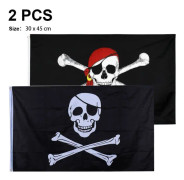 2 st 30*45cm Pirat Dacron Flagga för Piratfest,