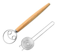 Danska degvisp + äggseparator i rostfritt stål, manuell bröddegsblandare, visp för smet - 26 (dubbel ring * rostfritt stål)
