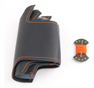 (Orange tråd) Konstläder bilratt fläta för Mitsubishi Outlander 2013 2014 Mirage 2014 ASX L200 /Skräddarsytt rattskydd Orange thread