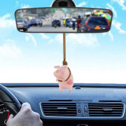 Bil Backspegelhänge, Söt Swing Lucky Pig Piggy Hängande prydnad Bilinredning, Bilhänge Interiör Backspeglar Charms Ornament