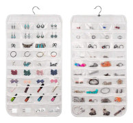 wellery Organizer Display Stand, Linkstyle 80 genomskinliga fickor Dubbla sidor Garderob förvaringsväska med krok för reseförvaring av smycken