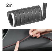 2m Car Center Console Interior Modification Leather Gap Strip(Black Red)