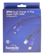 Generisk - Rps4 Dual Charge - Play Super Soft Kabel, Svart (Rainbow) - 08437011575982