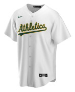 Nike Kortärmad T-shirt Med V-ringning Mlb Oakland Athletics Official Replica Home Vit L Man