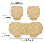3 PCS / Set Luxurious Warm Car Seat Cover Cushion Universal Front Back Seat Covers Car Non-slip Chair Pad Warm Car Mats No Back Plush Cushion(Khaki)