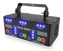 21 Hål RGB Party DJ Disco Beam Patterns Scen Laser Ljus Projektor RGB UV LED Strobe Ljud Fest Semester Bröllop Lampa
