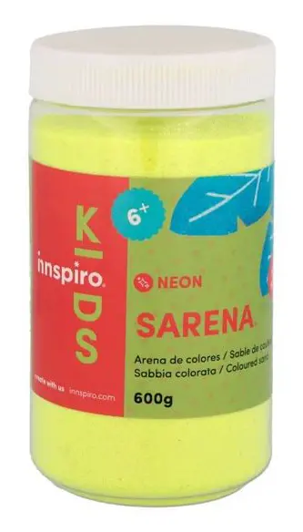 Andra färger Innspiro - Z1752 - Neongul färgad sand 600 gr, för dekoration och hantverk