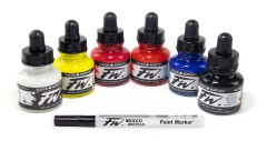 Daler rowney akrylfärg - D160100007 - FW - Akryl bläckprimersats - 6 x 29,5 ml + 1 markör