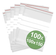 Snap-lock påse med etikettremsa (B x H) 100 mm x 150 mm transparent polyeten
