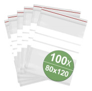 Blixtlåspåse med etikettremsor (B x H) 80 mm x 120 mm transparent polyeten