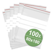 Snap-lock påse med etikettremsa (B x H) 80 mm x 180 mm transparent polyeten