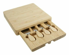 Mysigt & amp; Trendigt 2665406 Skärbräda + 4 osttillbehör-23X23XH3,5CM-Bambu