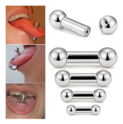 Trendiga tungpiercingar i titan stål, set med 5 olika storlekar