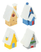 4-pack mini bydekoration julby hus harts hus landskapshus dekoration (5.30X2.50X2.10CM, som visas på bilden)