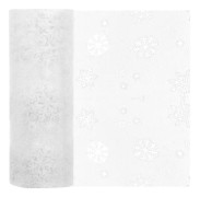 15 cm 10 meter julsnöflinga tyll rulle glitter organza snöflinga band juldekoration presentinslagning festdekoration (vit) (storlek 1, vit)