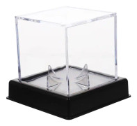 Set med dekorativ basebollåda, hem basebollställ transparent softbollåda basebollaccessoarer (10,5X10,5X9,5CM, transparent)