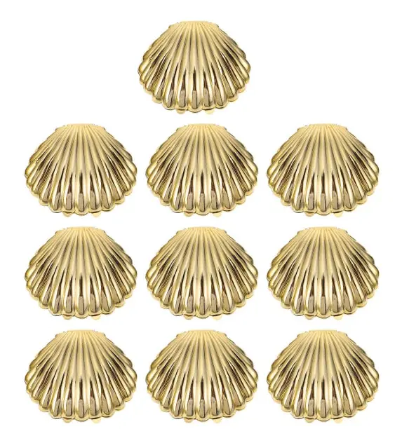 10 st presentförpackning godisbox skalform snacksbox bröllopstillbehör kakbox (9X7.5CM, guld)