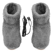 1 par USB elektriska värmeskor värmeskor säkerhet elektrisk uppvärmning plysch varma skor (28X9 cm, grå)