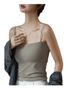 Linne för kvinnor Slim Fit Vadderat Spaghetti Strap Camisole Ärmlöst Charmigt Linne Grönt Trä Fri Storlek (88.2?132.3lb)