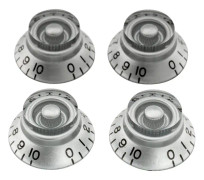 Pro Imperial Inch Size Guitar Bell Top Hat Knobs Kompatibel med USA Made Les Paul Style, Silver (Set om 4)