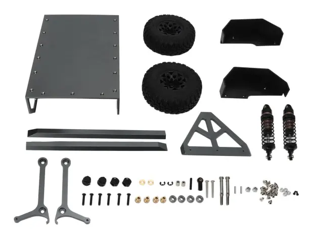 RC Car Trailer Simulering Aluminiumlegering RC Trailer Bilmodell med gummidäck för 1/8 1/10 RC Cars Titanium Färg
