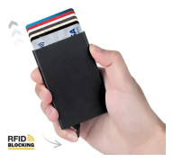 Svart korthållare med RFID-skydd Aluminiumfack, svart